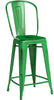 Flash Furniture 4 Pk. 24'' High Distressed Green Metal Indoor-Outdoor Counter Height Stool with Back