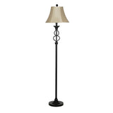 Ravenna Home Iron Wave Table and Floor Lamp Set with 3 LED Light Bulbs - Set of 3, Dark Bronze