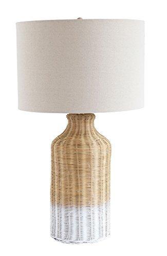 Creative Co-Op DA9151 Wicker Table Lamp with Linen Shade