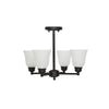 Ravenna Home Classic 4 Light Semiflush Mount Chandelier, Bulbs Included, 14.5 Inch Height, Dark Bronze