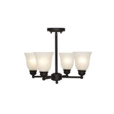 Ravenna Home Classic 4 Light Semiflush Mount Chandelier, Bulbs Included, 14.5 Inch Height, Dark Bronze