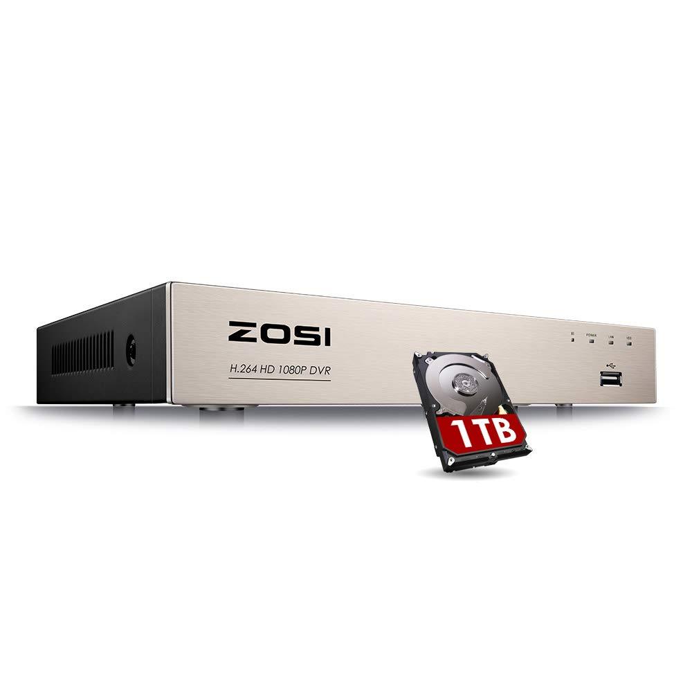 ZOSI 8CH 1080P Surveillance DVR Video recorders with 1TB Hard Drive Supports 4-in-1 HD-TVI CVI CVBS AHD 960H Security Cameras, Motion Detection, Remote Viewing, Hard Wired