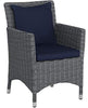 Modway Summon Dining Outdoor Patio Armchair With Sunbrella Brand Navy Canvas Cushions