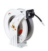 REELWORKS Oil Hose Reel Retractable Spring Driven Steel Construction PRO Heavy Duty Industrial Dual Arm & Pedestal 1/2