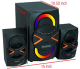 Boytone BT-326F, 2.1 Bluetooth Powerful Home Theater Speaker System, with FM Radio, SD USB Ports, Digital Playback, 40 Watts, Disco Lights, Full Function Remote Control, for Smartphone, Tablet.
