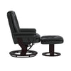 Flash Furniture Contemporary Black Leather Recliner and Ottoman with Swiveling Mahogany Wood Base