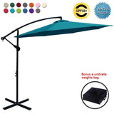 ABCCANOPY Patio Umbrellas Cantilever Umbrella Offset Hanging Umbrellas 10 FT Outdoor Market Umbrella with Crank & Cross Base for Garden, Deck, Backyard, Pool and Beach, 12+ Colors, (2# Turquoise-a)