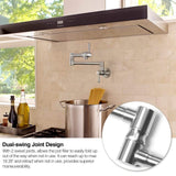 JZBRAIN Pot Filler Wall Mount Stainless Steel Pot Filler Faucet with Folding Stretchable Double Joints 2 Handles 5.5 GPM Flow Rate