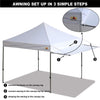 ABCCANOPY 10x10 Tent Pop-up Canopy Tent Instant Canopies Commercial Outdoor Canopy with Awning & Wheeled Carry Bag Bonus 4X Weight Bag, (White-1905)