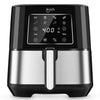 IKICH Stainless Steel Air Fryer, 6QT Large Air Fryers XL Oven Oilless Cooker, Nonstick Square Basket, LED Digital Touch Screen, 7 Cooking Presets, Recipes, Dishwasher Safe, 2 Years Warranty (KC-195)