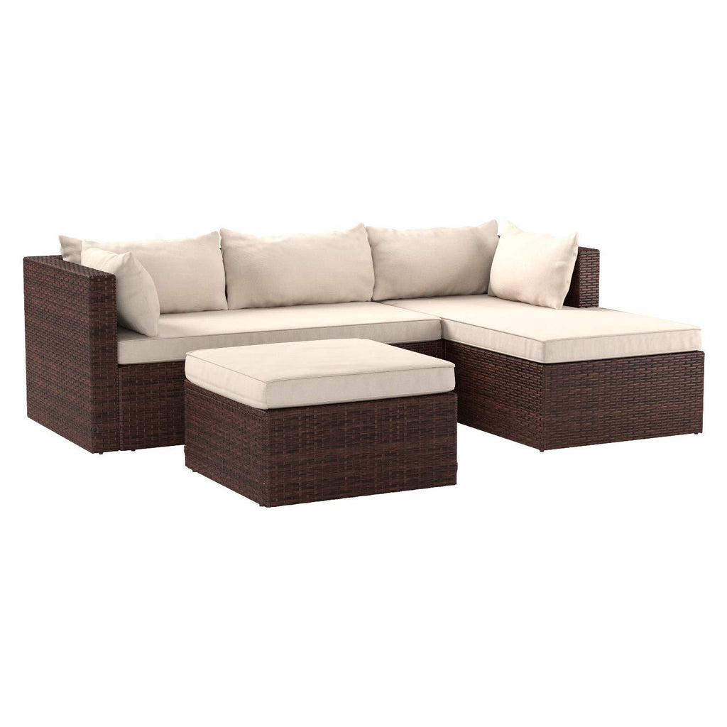 AmazonBasics 3 Piece Patio PE Wicker Rattan Corner Sofa Set