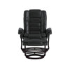 Flash Furniture Contemporary Black Leather Recliner and Ottoman with Swiveling Mahogany Wood Base