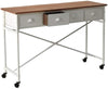 Creative Co-Op White Metal Table with Wood Top & 4 Drawers on Caster Wheels