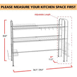 NEX Over the Sink Dish Drying Rack 2 Tier Stainless Steel Dish Rack Adjustable