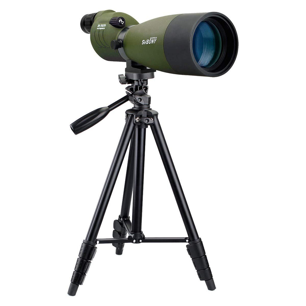 SVBONY SV17 25-75x70mm Spotting Scope Waterproof Straight Spotting Scope for Target Shooting Hunting Bird Watching(with 4 Section Tripod)