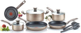 T-fal C067SC Metallics Nonstick Thermo-Spot Heat Indicator Cookware Set, 12-Piece, Bronze