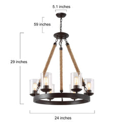 LNC Farmhouse Chandelier for Dining Rooms, Rustic Light Fixtures, A02992