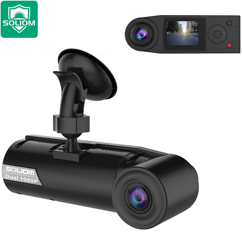 SOLIOM G1 380° Full Angle Car Dash Cam Dual 190°Ultra Wide Angle Front and Inside Cabin Full HD Dashboard Camera with Time Lapse, G-Sensor, Loop Recording,Parking Monitor, Motion Detect for Uber Taxi