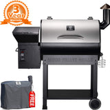 Z GRILLS ZPG-7002E 2019 New Model Wood Pellet Grill & Smoker, 8 in 1 BBQ Grill Auto Temperature Control, 700 sq inch Cooking Area, Silver Cover Included