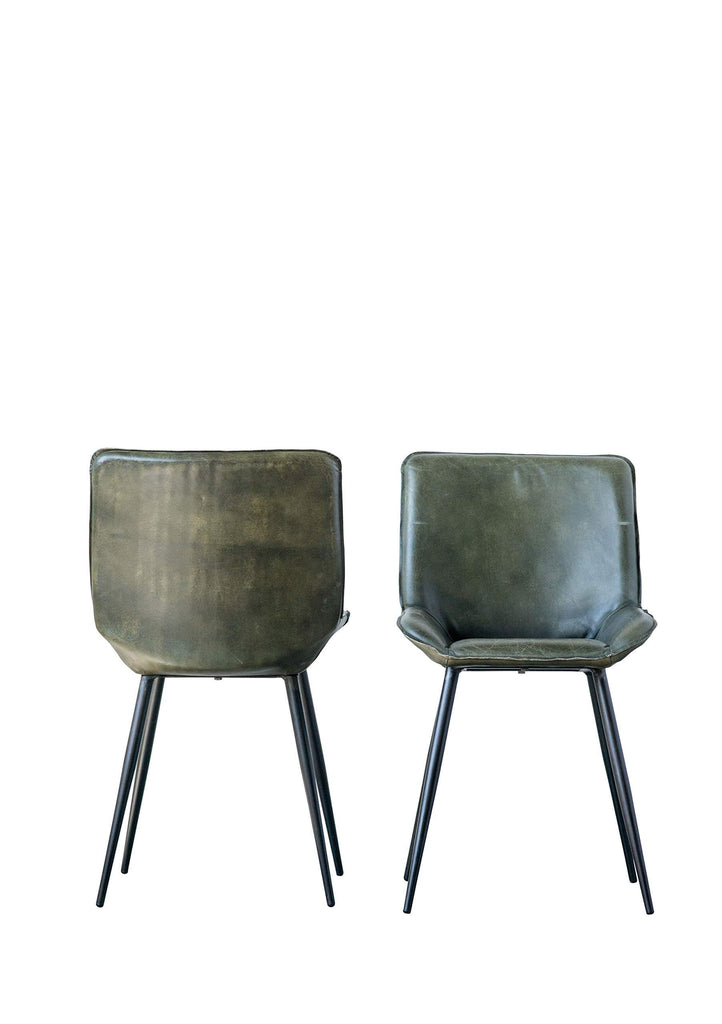 Creative Co-op Green Leather & Metal Chair,