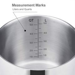 Mr Rudolf 3 Pieces 18/10 Stainless Steel Steamer Set 9.5 inch 5 Quart Sauce Pot and 5 Quart Steamer set with Glass Lid Dishwasher Safe PFOA Free