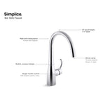 KOHLER K-22034-VS 360 Degree Swing Spout Bar Faucet, Single-Handle, Vibrant Stainless, Entertainment Faucet, Secondary Faucet, Prep Faucet