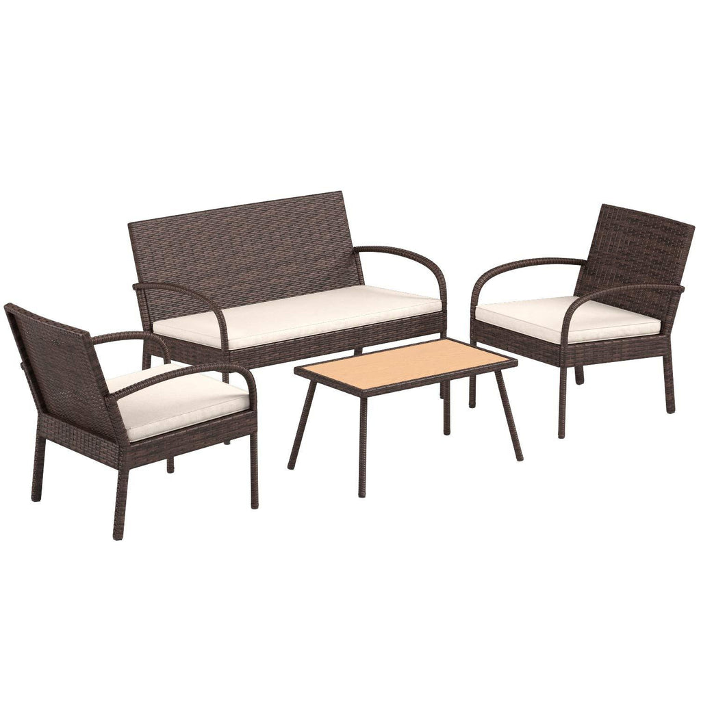 AmazonBasics 4 Piece Patio PE Rattan Wicker Sofa Set