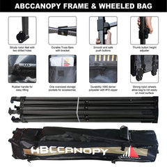 ABCCANOPY Canopy Tent 10 x 10 Pop-up Instant Shelters Commercial Portable Market Canopies with Matching Sidewalls, Weight Bags, Roller Bag,Bonus Canopy Awning
