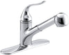 KOHLER 15160-CP Coralais(R) Single Three-Hole Sink Pull-Out Matching Color sprayhead, 9