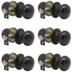 Probrico Passage Door Knob Handles Interior Hall/Closet Keyless Locksets Oil Rubbed Bronze 6 Pack