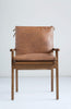 Creative Co-op Brown Leather & White Cedar Wood Chair,