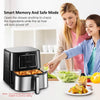 IKICH Stainless Steel Air Fryer, 6QT Large Air Fryers XL Oven Oilless Cooker, Nonstick Square Basket, LED Digital Touch Screen, 7 Cooking Presets, Recipes, Dishwasher Safe, 2 Years Warranty (KC-195)