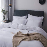 Lausonhouse 100% Cotton Waffle Weave Duvet Cover Set - White Queen Set