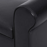 Ravenna Home Chic Vegan Leather Storage Ottoman - 50 Inch, Black
