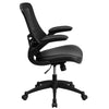 Flash Furniture Mid-Back Black Mesh Swivel Task Chair with Leather Seat and Flip-Up Arms