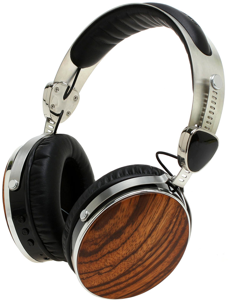 Symphonized Wraith 2.0 Bluetooth Genuine Wood Wireless Headphones with 3.5mm Cable Included for Wired Use. (Zebra Wood)