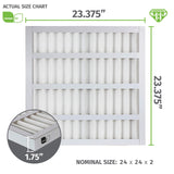 Canopy Air Professional Grade Self Supported Standard Capacity Pleated Air Filter, Synthetic Media, White, 8 MERV, 100% Metal Free, 24 Height x 24 Width x 2 Depth (Case of 12)