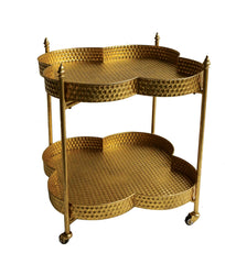 Creative Co-op Metal Clover Shaped Gold 2-Tier Bar Cart,