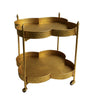 Creative Co-op Metal Clover Shaped Gold 2-Tier Bar Cart,