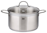 ELO Top Collection 18/10 Stainless Steel Kitchen Induction Cookware Pots and Pans Set with Shock Resistant Glass Lids and Integrated Measuring Scale, 9-Piece