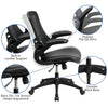 Flash Furniture Mid-Back Black Mesh Swivel Task Chair with Leather Seat and Flip-Up Arms