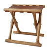 Creative Co-op Acacia Wood & Leather Folding Stool