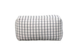 Creative Co-op Cream with Black Grid Design Cotton Blend Pouf