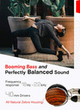 Symphonized Wraith 2.0 Bluetooth Genuine Wood Wireless Headphones with 3.5mm Cable Included for Wired Use. (Zebra Wood)