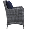 Modway Summon Dining Outdoor Patio Armchair With Sunbrella Brand Navy Canvas Cushions