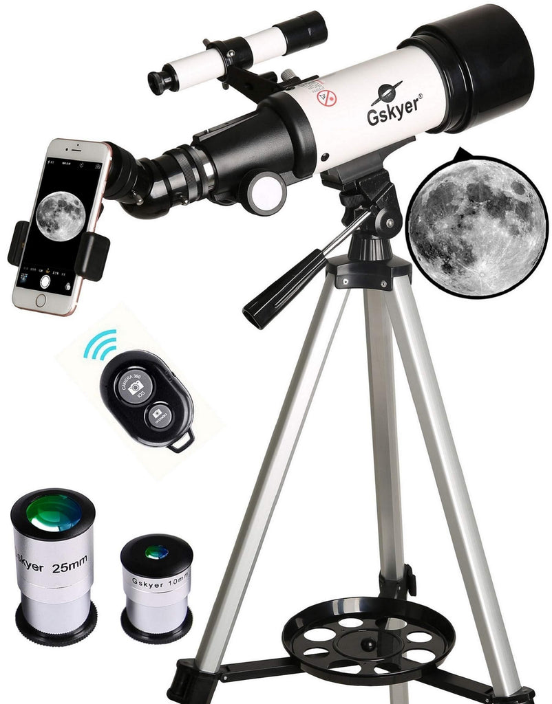 Gskyer Telescope, Travel Scope, 70mm Aperture 400mm AZ Mount Astronomical Refractor Telescope for Kids Beginners - Portable Travel Telescope with Carry Bag, Smartphone Adapter and Wireless Remote