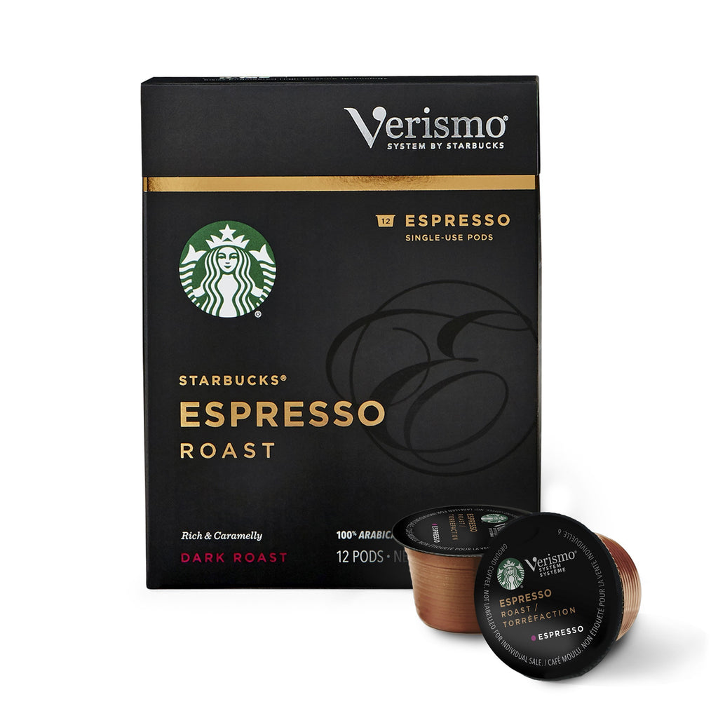 Starbucks Verismo Espresso Roast Espresso Single Serve Verismo Pods, Dark Roast, 6 boxes of 12 (72 total Verismo pods)