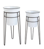 Creative Co-Op Round Metal Planters with Stands (Set of 2 Sizes)