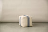 Creative Co-op Cream Blue Stripes Pouf