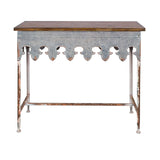 Creative Co-op DA2068 Metal Scalloped Edge Table with Wood Top, Distressed Zinc